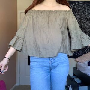 Olive green peasant top